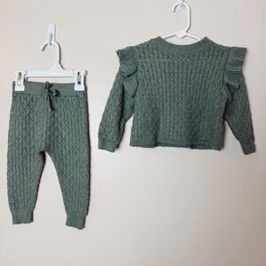 Rylee + Cru Baby Cable Knit Sweater Set 6–12 Months Grey 2 Piece Winter Outfit